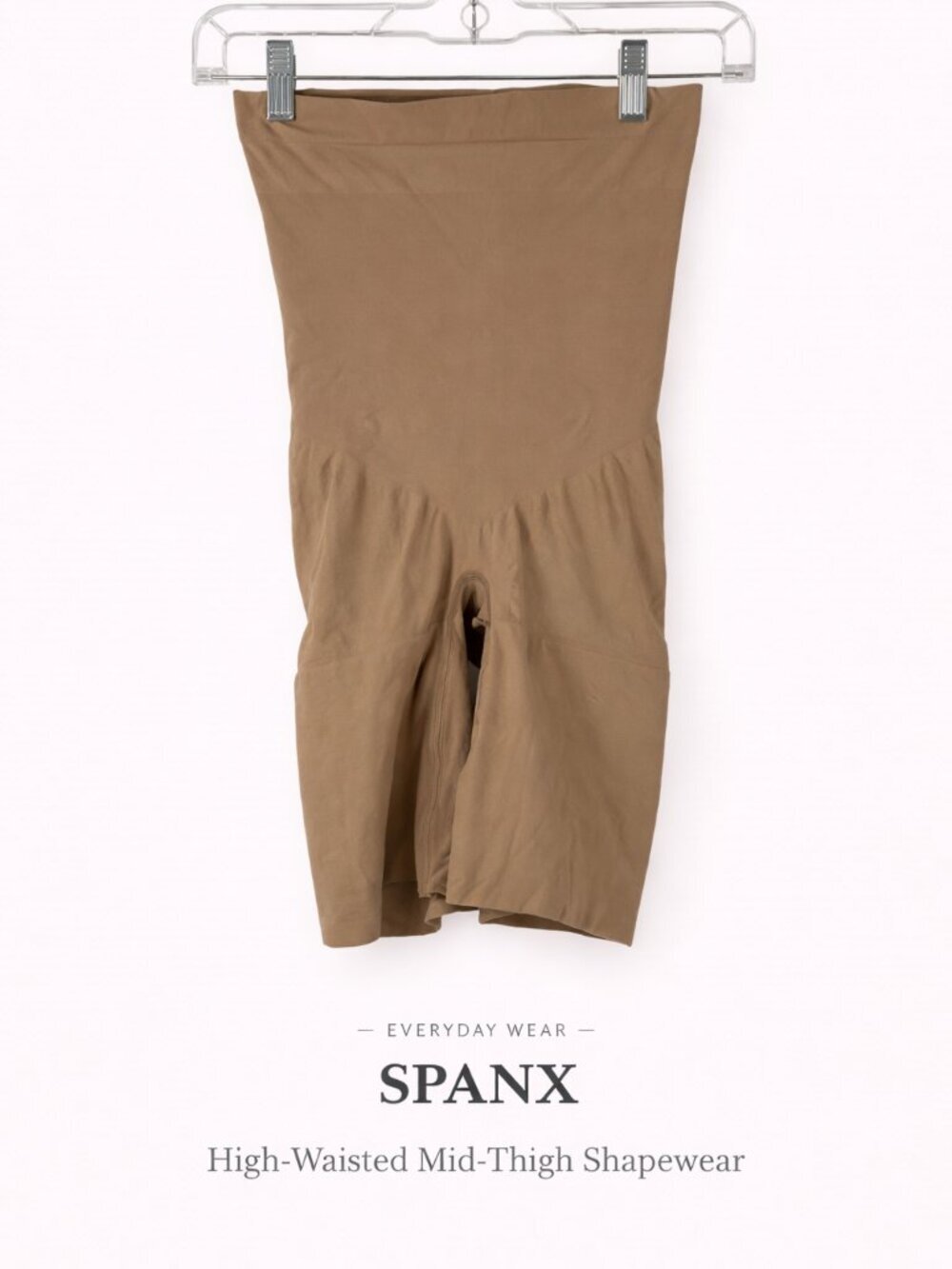 SPANX High Waisted Mid-Thigh Shapewear Shorts Nude L Tummy Control